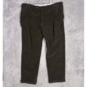 Samuelsohn Pants Mens 40x30 Corduroy Trousers Cuffed Dress Flat Front Green
